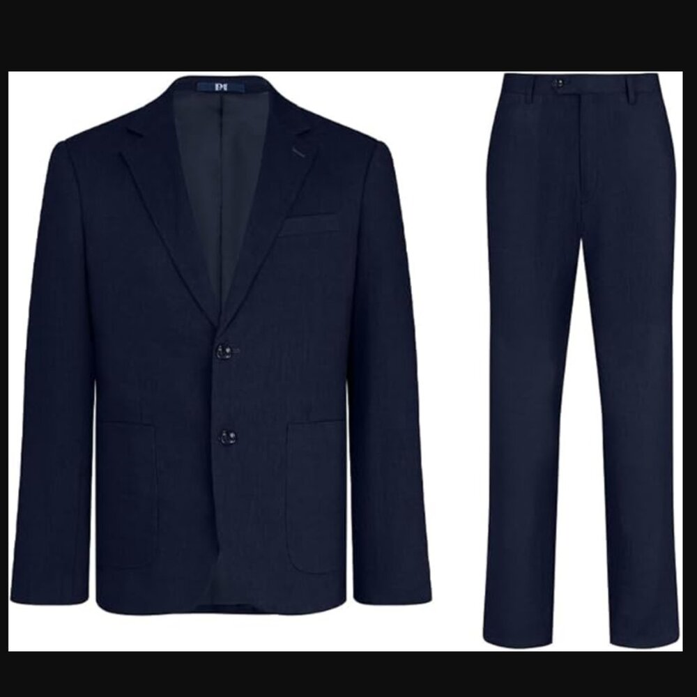 NWT NAVY 100% Linen Slim-Fit Suit, Two-Button Blazer & Slacks